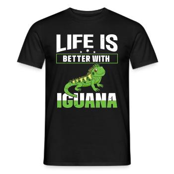 Herpétologiste amateur de reptiles iguanien - T-shirt homme - noir - Devant - AI Model Male 178 light (178cm)