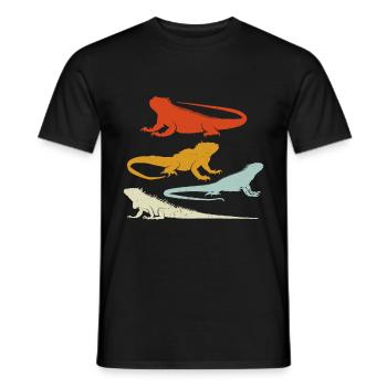Herpétologiste amateur de reptiles iguanien - T-shirt homme - noir - Devant - AI Model Male 178 light (178cm)
