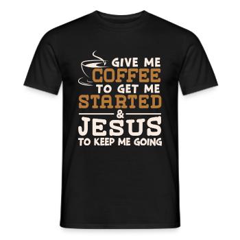 Café pour me faire démarrer Jésus pour me permettre de continuer - T-shirt homme - noir - Devant - AI Model Male 178 light (178cm)