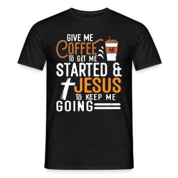 Café pour me faire démarrer Jésus pour me permettre de continuer - T-shirt homme - noir - Devant - AI Model Male 178 light (178cm)