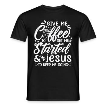 Café pour me faire démarrer Jésus pour me permettre de continuer - T-shirt homme - noir - Devant - AI Model Male 178 light (178cm)