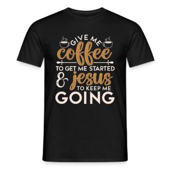 Café pour me faire démarrer Jésus pour me permettre de continuer - T-shirt homme - noir - Devant - AI Model Male 178 light (178cm)