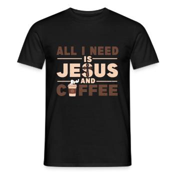 All I Need Is Coffee And Jesus - Männer T-Shirt - Schwarz - Vorne - AI Model Male 178 light (178cm)