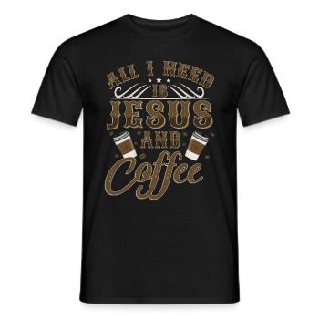 All I Need Is Coffee And Jesus - Männer T-Shirt - Schwarz - Vorne - AI Model Male 178 light (178cm)
