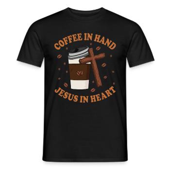 Jesus In My Heart Coffee In My Hand - Männer T-Shirt - Schwarz - Vorne - AI Model Male 178 light (178cm)