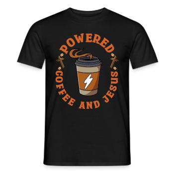 Powered By Coffee And Jesus - Men's T-Shirt - black - Front - AI Model Male 178 light (178cm)