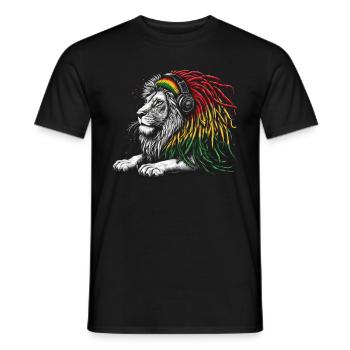 Lion jamaïcain Reggae Root Lion Judah Rasta - T-shirt homme - noir - Devant - AI Model Male 178 light (178cm)