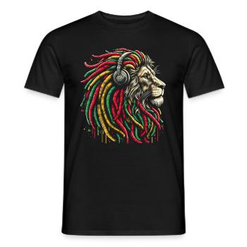 Lion jamaïcain Reggae Root Lion Judah Rasta - T-shirt homme - noir - Devant - AI Model Male 178 light (178cm)