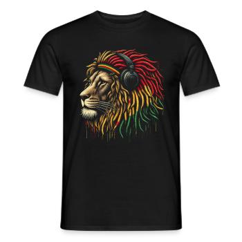 Lion jamaïcain Reggae Root Lion Judah Rasta - T-shirt homme - noir - Devant - AI Model Male 178 light (178cm)