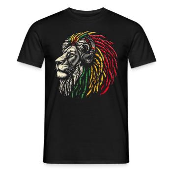 Lion jamaïcain Reggae Root Lion Judah Rasta - T-shirt homme - noir - Devant - AI Model Male 178 light (178cm)