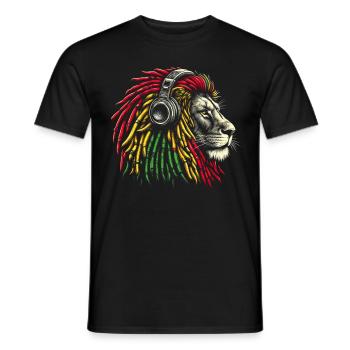 Lion jamaïcain Reggae Root Lion Judah Rasta - T-shirt homme - noir - Devant - AI Model Male 178 light (178cm)