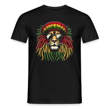 Jamaican Lion Reggae Root Lion Judah Rasta - Men's T-Shirt - black - Front - AI Model Male 178 light (178cm)