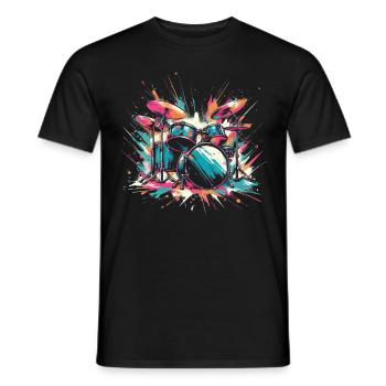 Buntes Abstraktes Drum Set Drummer Drumming - Männer T-Shirt - Schwarz - Vorne - AI Model Male 178 light (178cm)
