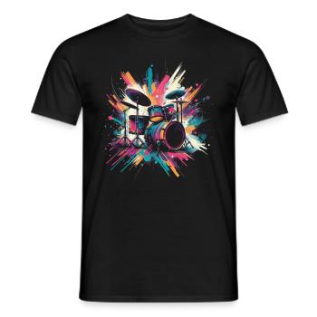 Buntes Abstraktes Drum Set Drummer Drumming - Männer T-Shirt - Schwarz - Vorne - AI Model Male 178 light (178cm)