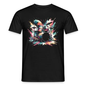 Buntes Abstraktes Drum Set Drummer Drumming - Männer T-Shirt - Schwarz - Vorne - AI Model Male 178 light (178cm)