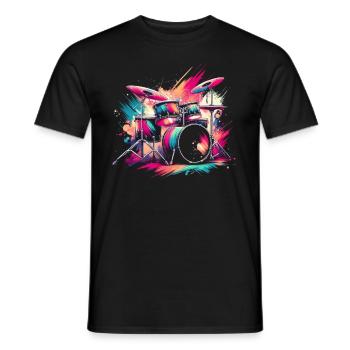 Buntes Abstraktes Drum Set Drummer Drumming - Männer T-Shirt - Schwarz - Vorne - AI Model Male 178 light (178cm)