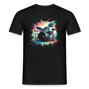 Buntes Abstraktes Drum Set Drummer Drumming - Männer T-Shirt - Schwarz - Vorne - AI Model Male 178 light (178cm)