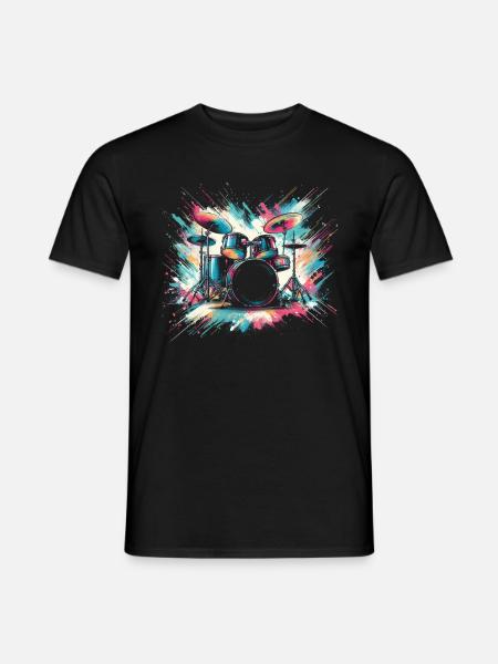 Buntes Abstraktes Drum Set Drummer Drumming - Männer T-Shirt - Schwarz