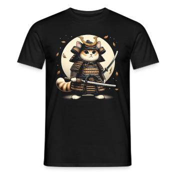 Japanische Samurai -Katzenkrieger Retro Ninja - Männer T-Shirt - Schwarz - Vorne - AI Model Male 178 light (178cm)