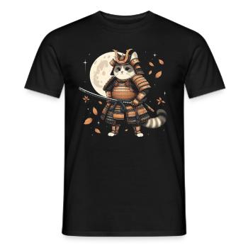 Japanische Samurai -Katzenkrieger Retro Ninja - Männer T-Shirt - Schwarz - Vorne - AI Model Male 178 light (178cm)