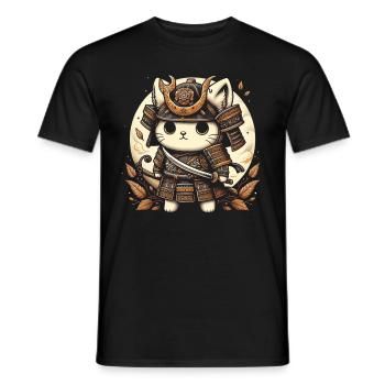 Japanische Samurai -Katzenkrieger Retro Ninja - Männer T-Shirt - Schwarz - Vorne - AI Model Male 178 light (178cm)