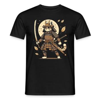 Japonais Samouraï Cat Warrior Retro Ninja - T-shirt homme - noir - Devant - AI Model Male 178 light (178cm)
