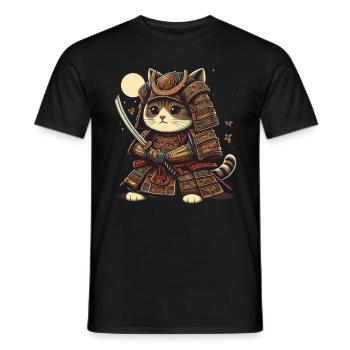 Japanische Samurai -Katzenkrieger Retro Ninja - Männer T-Shirt - Schwarz - Vorne - AI Model Male 178 light (178cm)