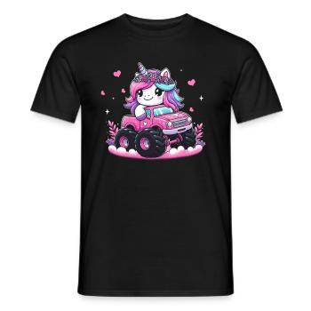 Monster Truck Einhorn Geburtstagsfeier Mädchen - Männer T-Shirt - Schwarz - Vorne - AI Model Male 178 light (178cm)