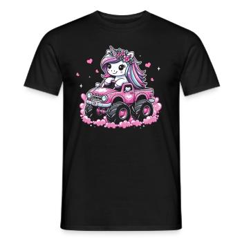 Monster Truck Einhorn Geburtstagsfeier Mädchen - Männer T-Shirt - Schwarz - Vorne - AI Model Male 178 light (178cm)