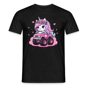 Monster Truck Einhorn Geburtstagsfeier Mädchen - Männer T-Shirt - Schwarz - Vorne - AI Model Male 178 light (178cm)
