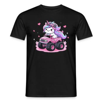 Monster Truck Einhorn Geburtstagsfeier Mädchen - Männer T-Shirt - Schwarz - Vorne - AI Model Male 178 light (178cm)