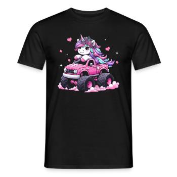 Monster Truck Einhorn Geburtstagsfeier Mädchen - Männer T-Shirt - Schwarz - Vorne - AI Model Male 178 light (178cm)