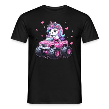 Monster Truck Einhorn Geburtstagsfeier Mädchen - Männer T-Shirt - Schwarz - Vorne - AI Model Male 178 light (178cm)