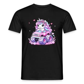 Monster Truck Einhorn Geburtstagsfeier Mädchen - Männer T-Shirt - Schwarz - Vorne - AI Model Male 178 light (178cm)