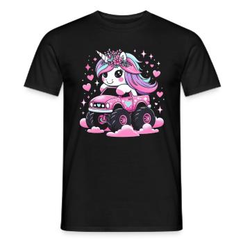 Monster Truck Einhorn Geburtstagsfeier Mädchen - Männer T-Shirt - Schwarz - Vorne - AI Model Male 178 light (178cm)