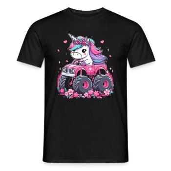 Monster Truck Einhorn Geburtstagsfeier Mädchen - Männer T-Shirt - Schwarz - Vorne - AI Model Male 178 light (178cm)