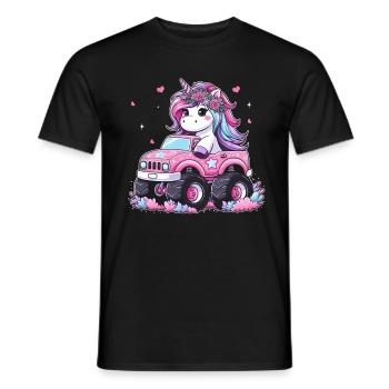 Monster Truck Einhorn Geburtstagsfeier Mädchen - Männer T-Shirt - Schwarz - Vorne - AI Model Male 178 light (178cm)