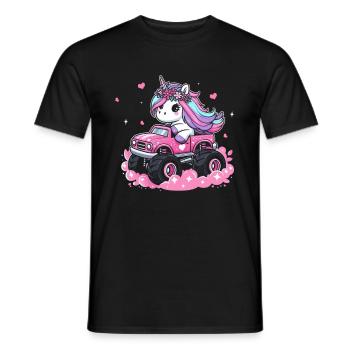 Monster Truck Einhorn Geburtstagsfeier Mädchen - Männer T-Shirt - Schwarz - Vorne - AI Model Male 178 light (178cm)