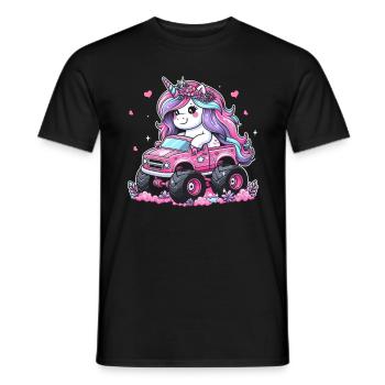 Monster Truck Einhorn Geburtstagsfeier Mädchen - Männer T-Shirt - Schwarz - Vorne - AI Model Male 178 light (178cm)