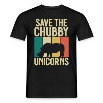 Save The Chubby Unicorns Fat Rino - Men's T-Shirt - black - Front - AI Model Male 178 light (178cm)