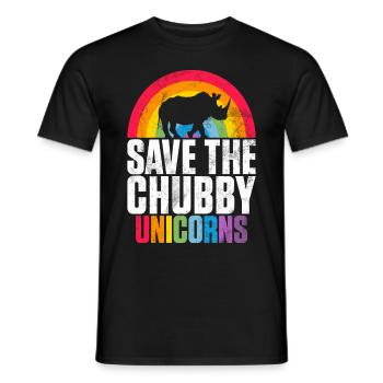 Save The Chubby Unicorns Fat Rino - Men's T-Shirt - black - Front - AI Model Male 178 light (178cm)