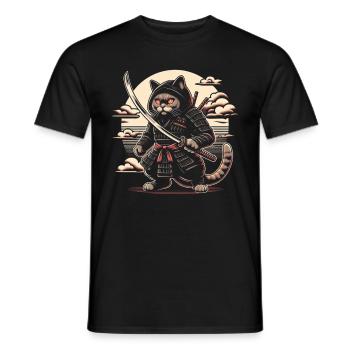 Ninja Chat Japonais Samouraï Japon Kawaii Warrior - T-shirt homme - noir - Devant - AI Model Male 178 light (178cm)