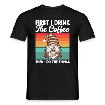 Gnome drôle & Amateur de café Café des nains de jardin - T-shirt homme - noir - Devant - AI Model Male 178 light (178cm)