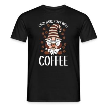 Gnome drôle & Amateur de café Café des nains de jardin - T-shirt homme - noir - Devant - AI Model Male 178 light (178cm)