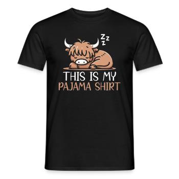 Official Sleeping House Highland Cow PJ Sleeping - Men's T-Shirt - black - Front - AI Model Male 178 light (178cm)