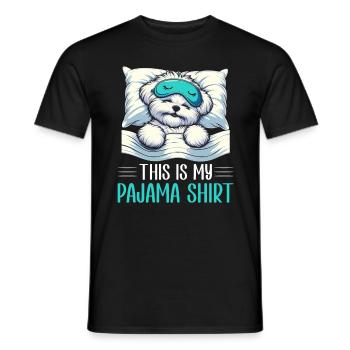 Official Sleeping Shepherd Maltese Dog PJ - Men's T-Shirt - black - Front - AI Model Male 178 light (178cm)