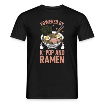 Ramen and K-Pop Merchandise Kawaii Finger Heart - Men's T-Shirt - black - Front - AI Model Male 178 light (178cm)