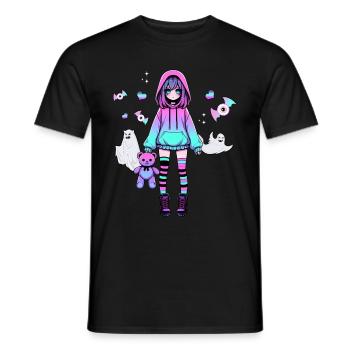 Pastell Goth Anime Girl Mit Teddybär Gotik - Männer T-Shirt - Schwarz - Vorne - AI Model Male 178 light (178cm)