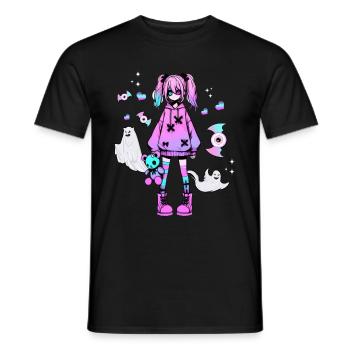 Pastell Goth Anime Girl Mit Teddybär Gotik - Männer T-Shirt - Schwarz - Vorne - AI Model Male 178 light (178cm)