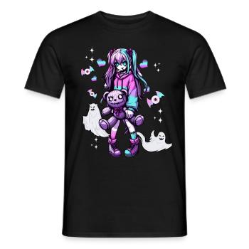 Pastell Goth Anime Girl Mit Teddybär Gotik - Männer T-Shirt - Schwarz - Vorne - AI Model Male 178 light (178cm)